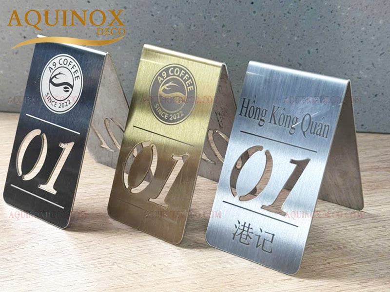 Thẻ số bàn inox chữ A Thẻ Bàn Inox